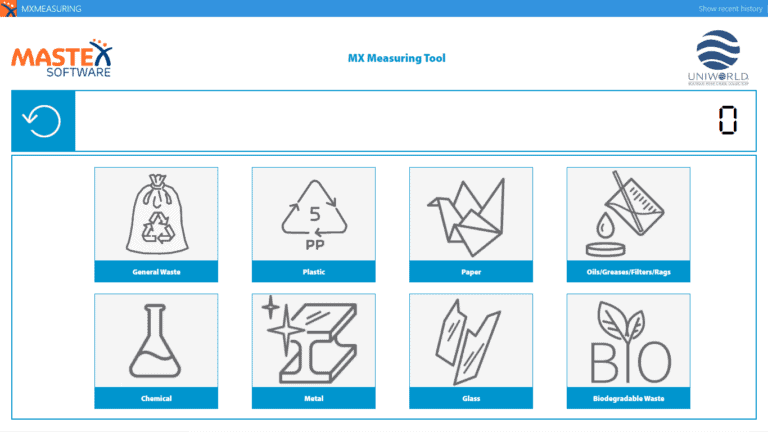 Digital waste measuring interface used on ships to register different waste categories.